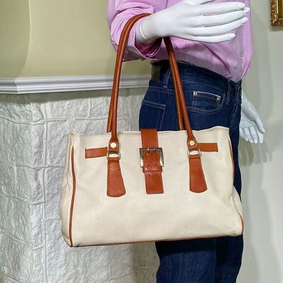 Valentina Two-Tone Genuine Leather Satchel Shoulder Bag Made in Italy - Picture 2 of 14